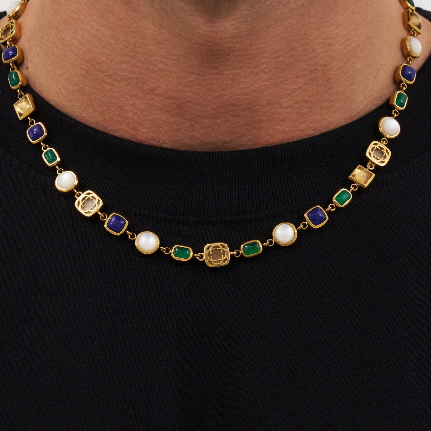 Blaues Kristall-Edelstein-Set (Edelstein-Halskette und Armband)