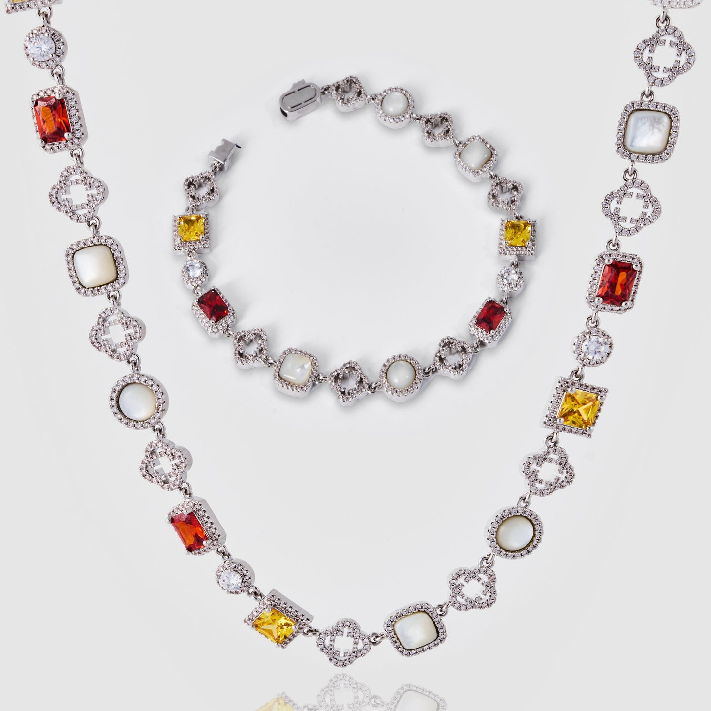Eisedelstein-Set (Edelsteinkette und Armband)