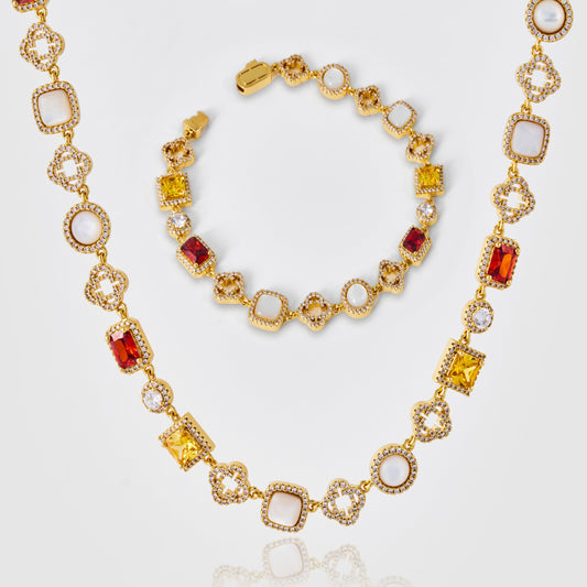 Eisedelstein-Set (Edelsteinkette und Armband)