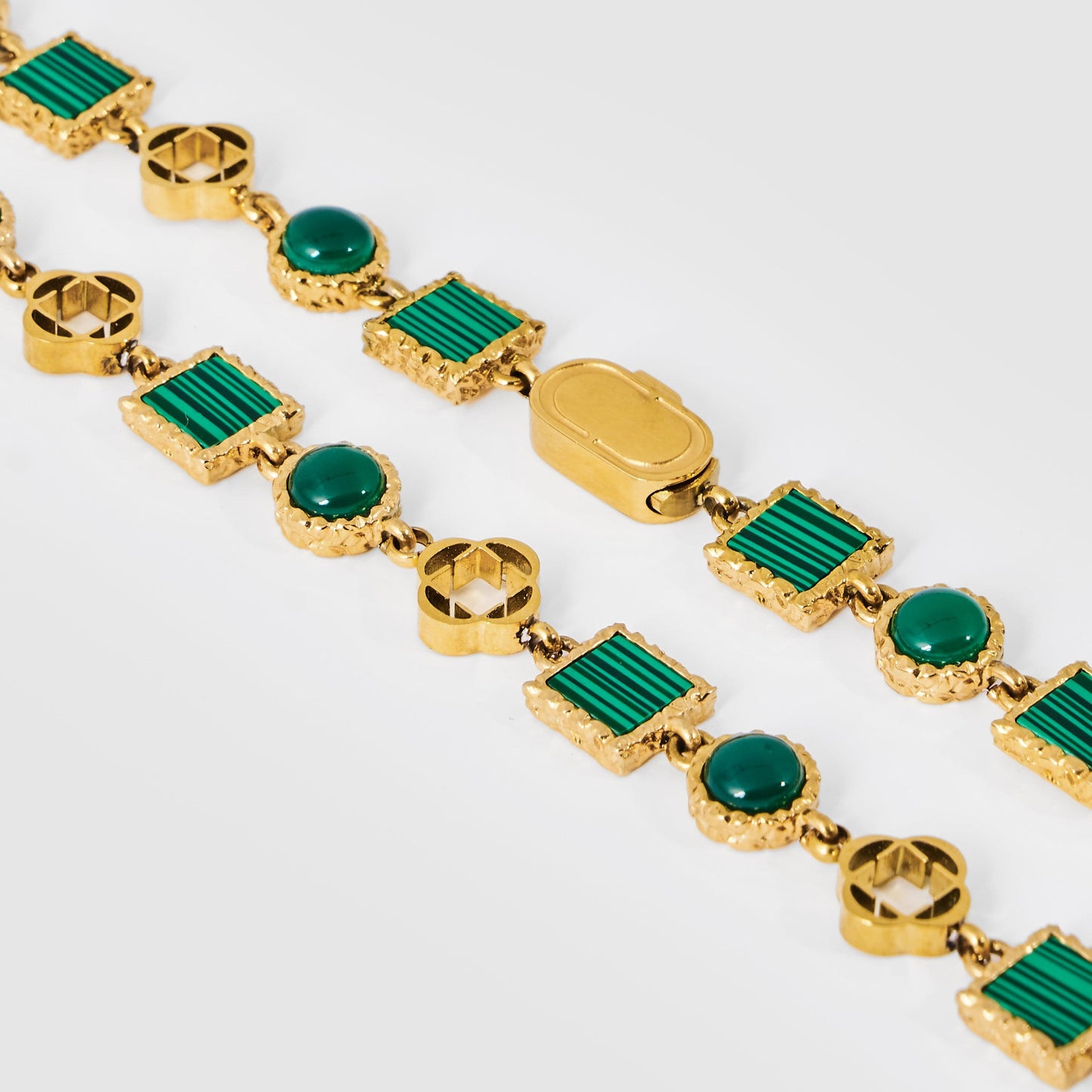 Grünes Quarz-Edelstein-Set (Edelstein-Halskette und Armband)