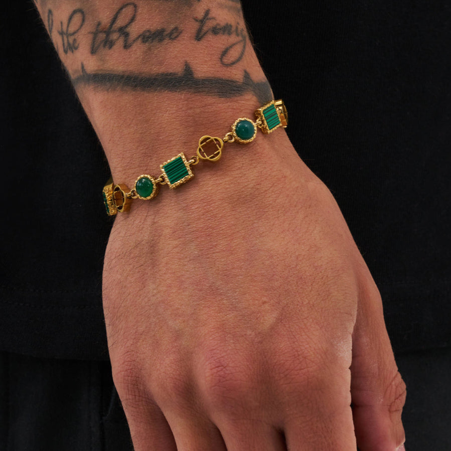 Grünes Quarz-Edelstein-Set (Edelstein-Halskette und Armband)