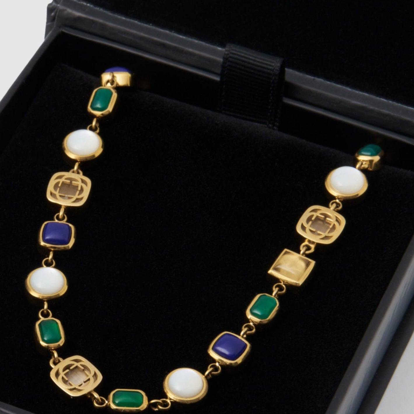 Blaues Kristall-Edelstein-Set (Edelstein-Halskette und Armband)