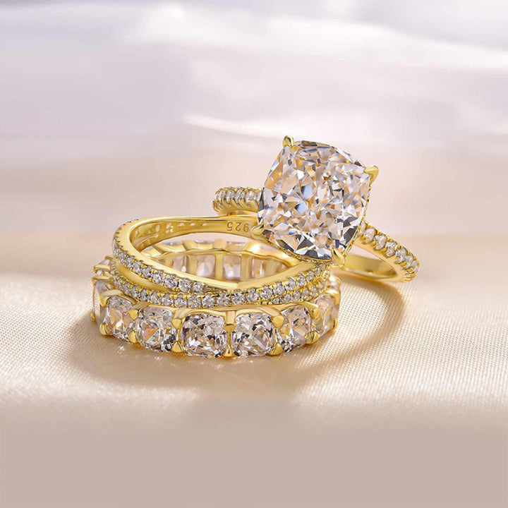 Wunderschönes 3-teiliges Ringset im Kissenschliff