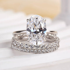 Gelbgold-Ringset für Damen im Ovalschliff