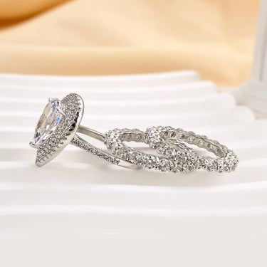 Eternity Double Halo Birnenschliff 3-teiliges Ringset