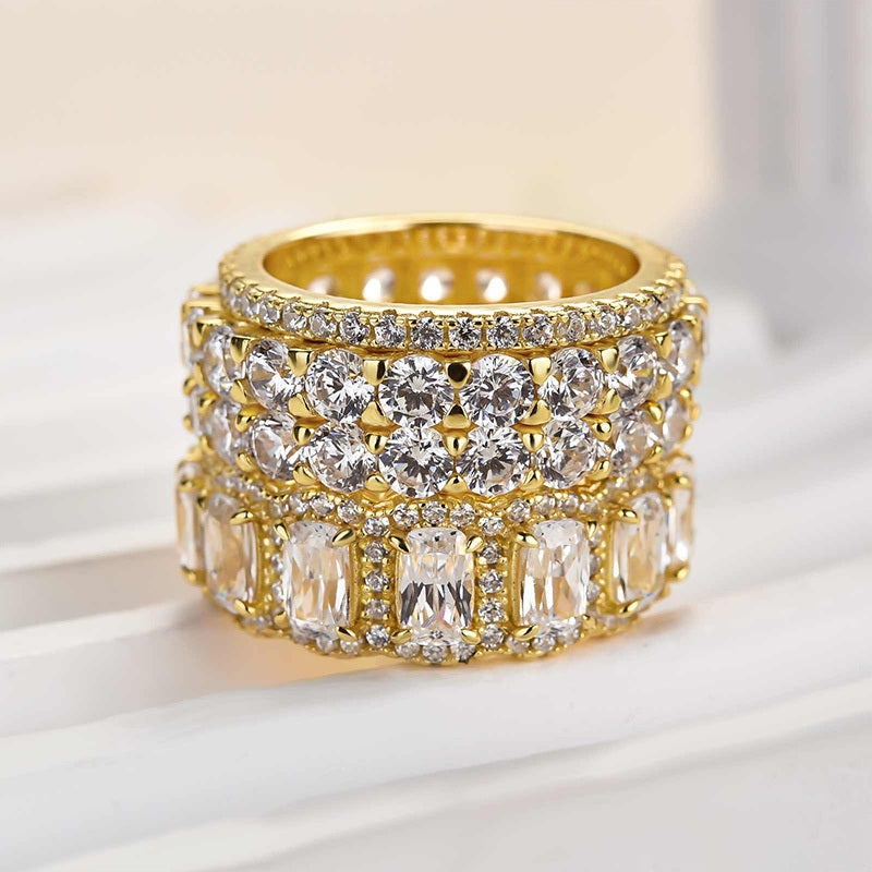 Luxuriöses 4-teiliges Ringset im Kissenschliff