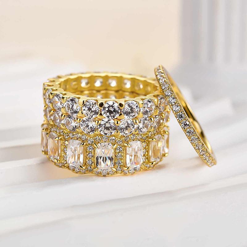Luxuriöses 4-teiliges Ringset im Kissenschliff