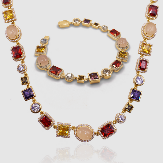 Wunderschönes Edelsteinset (Edelsteinkette und Armband)