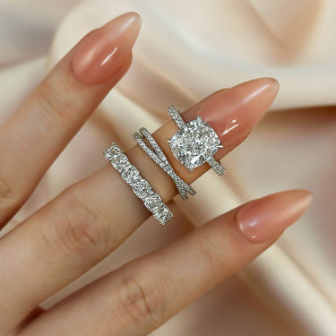 Wunderschönes 3-teiliges Ringset im Kissenschliff