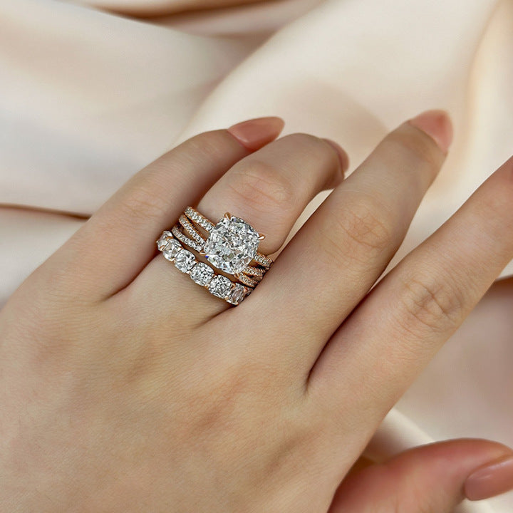 Wunderschönes 3-teiliges Ringset im Kissenschliff