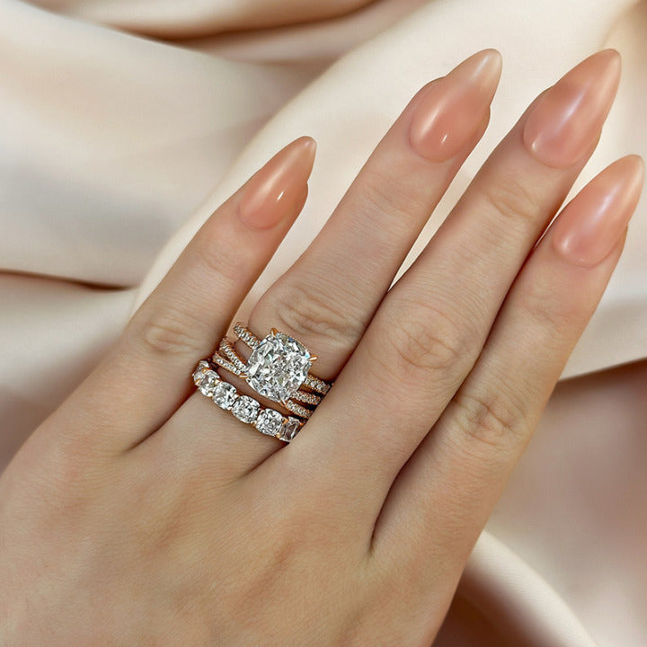 Wunderschönes 3-teiliges Ringset im Kissenschliff
