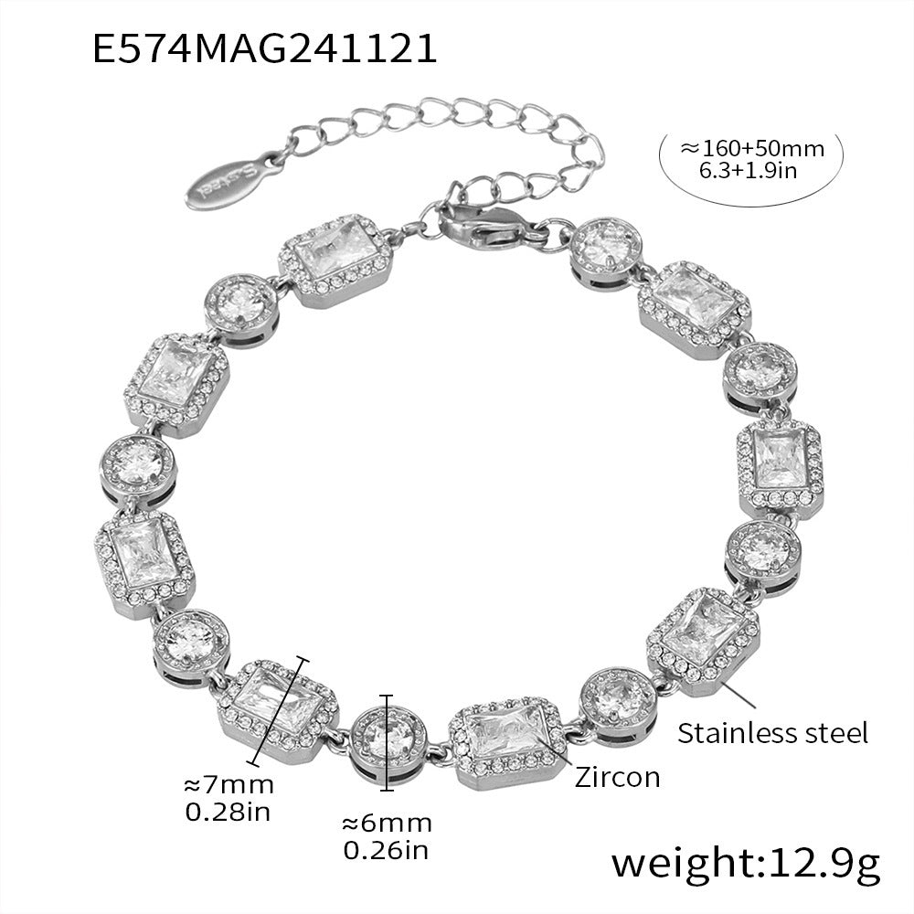 Goldenes Armband mit rechteckigen Zirkonia-Steinen, modisch und vielseitig kombinierbar