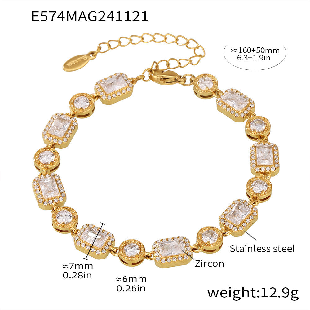 Goldenes Armband mit rechteckigen Zirkonia-Steinen, modisch und vielseitig kombinierbar