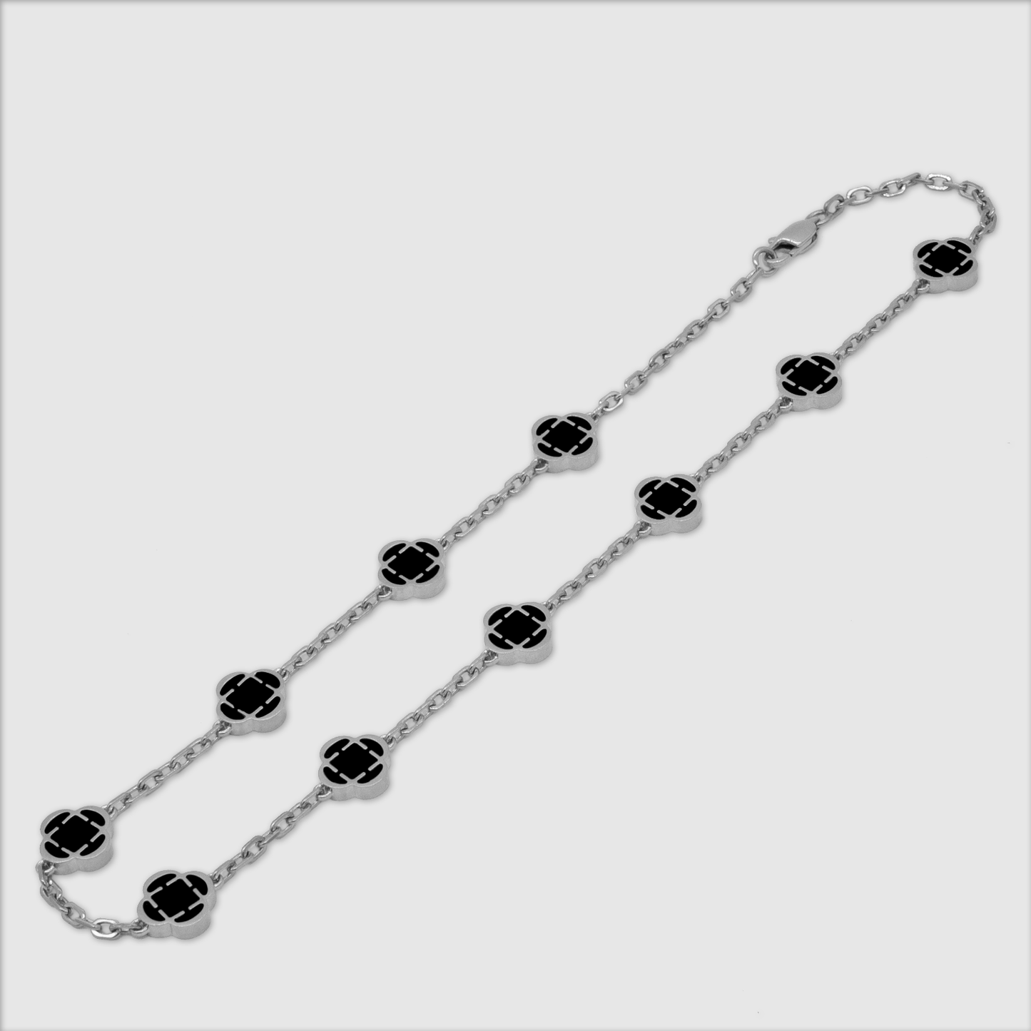 Onyx Kleeblatt Edelstein Halskette