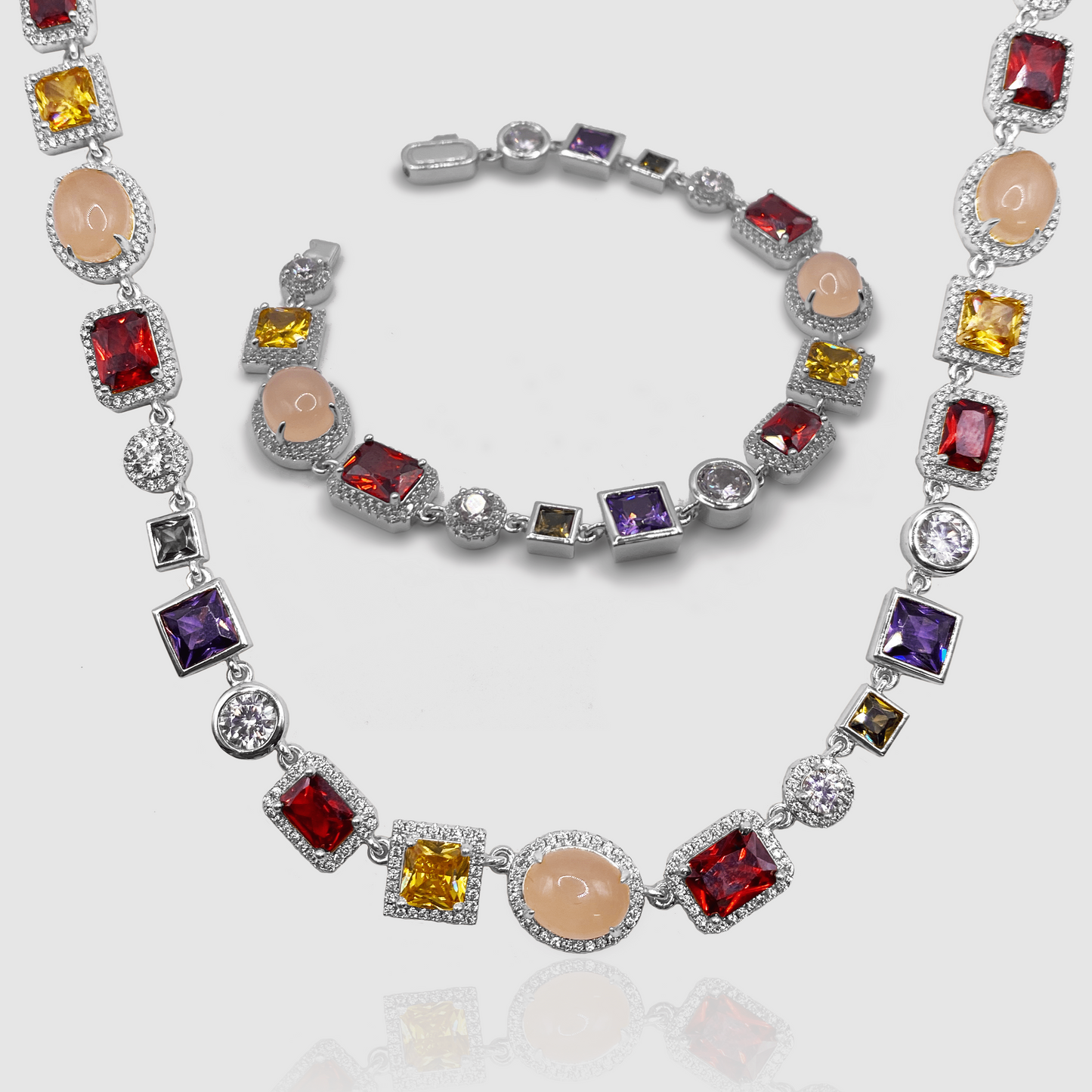 Wunderschönes Edelsteinset (Edelsteinkette und Armband)
