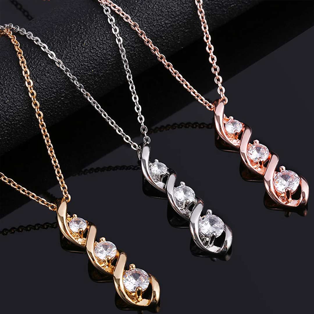 Spiralhalskette mit drei Diamanten