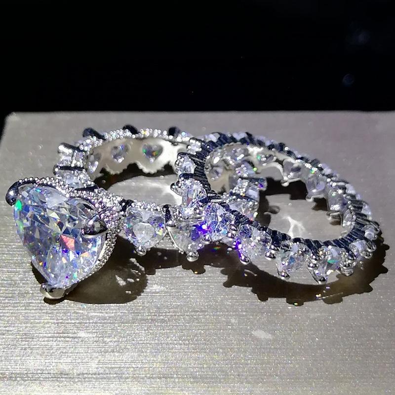 zweiteiliges neues Herz-Ring-Set
