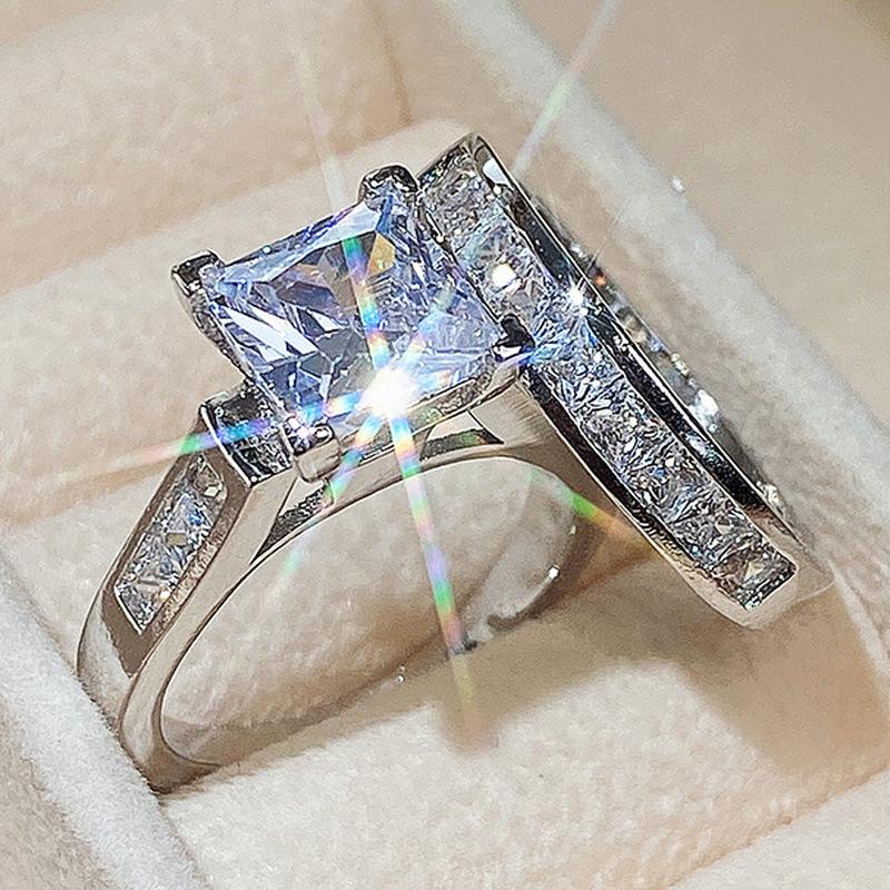 925er Silber zweiteiliges quadratisches Ring-Set