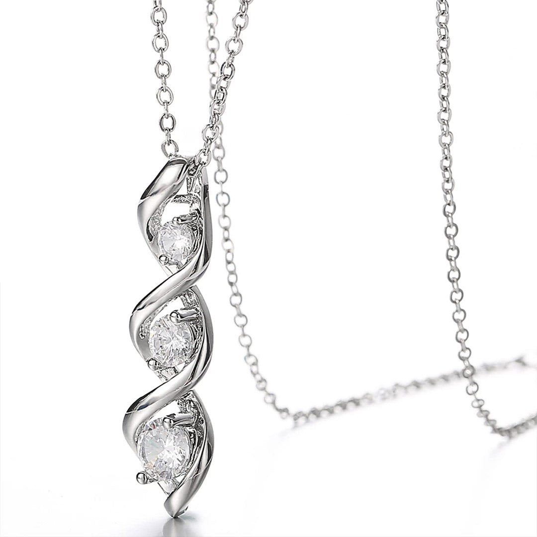 Spiralhalskette mit drei Diamanten