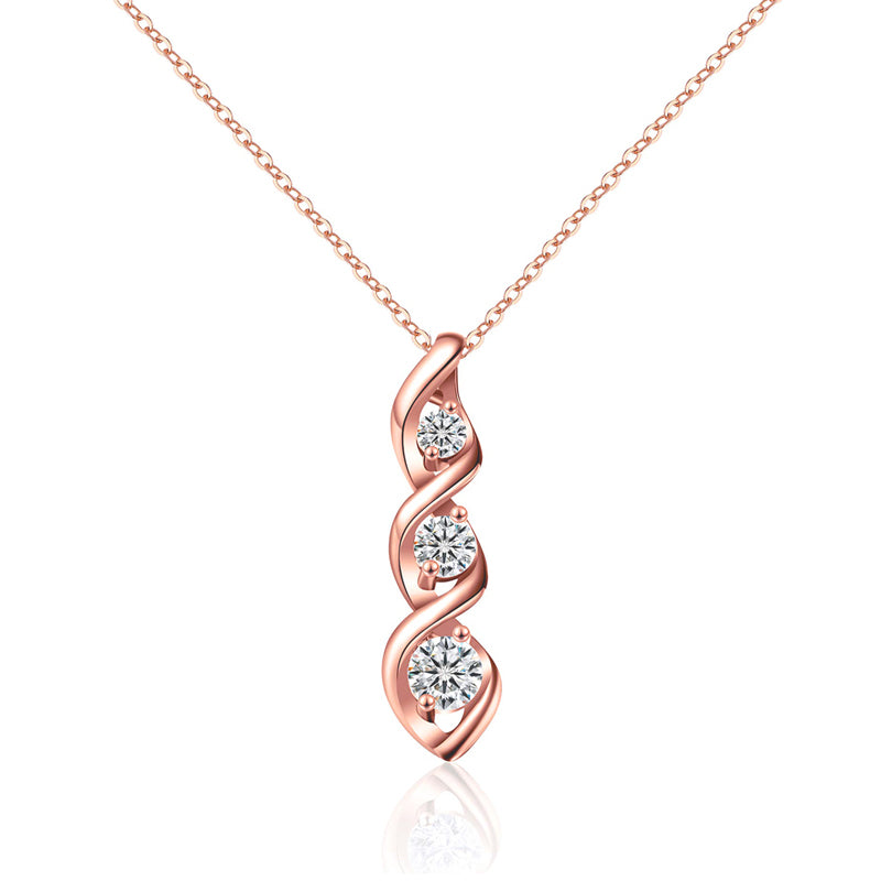 Spiralhalskette mit drei Diamanten