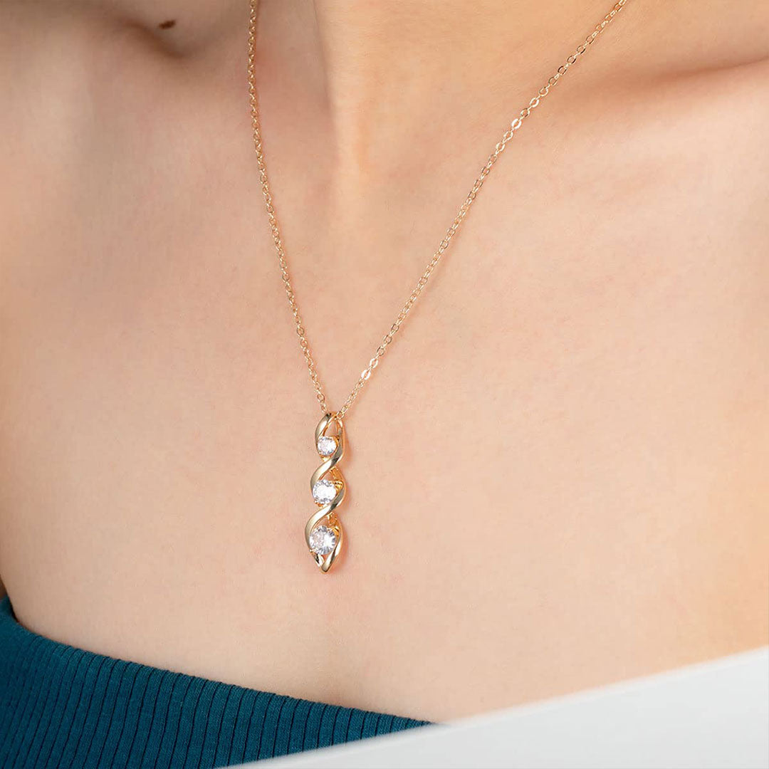 Spiralhalskette mit drei Diamanten
