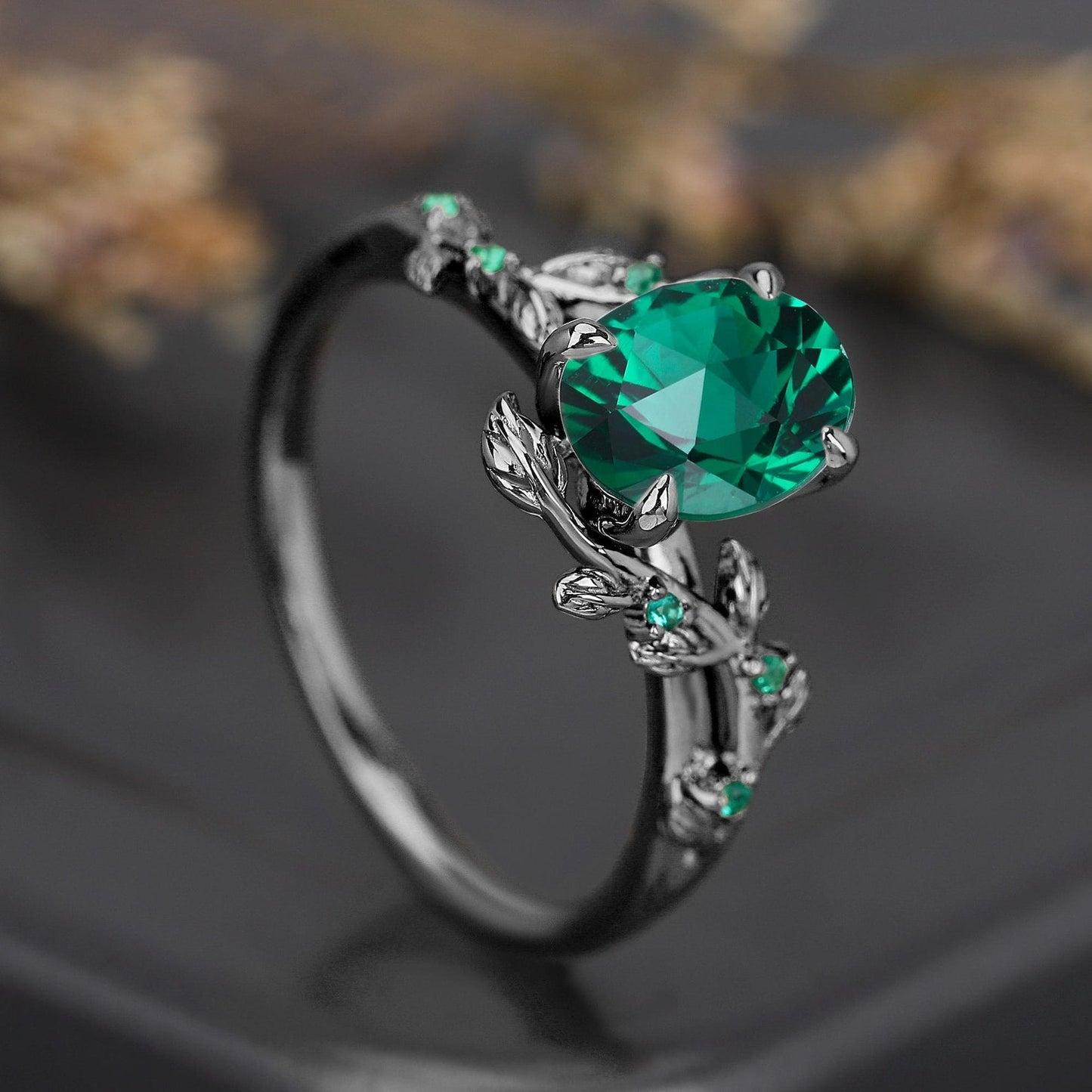 Art Deco Natur inspirierter Blatt Ehering