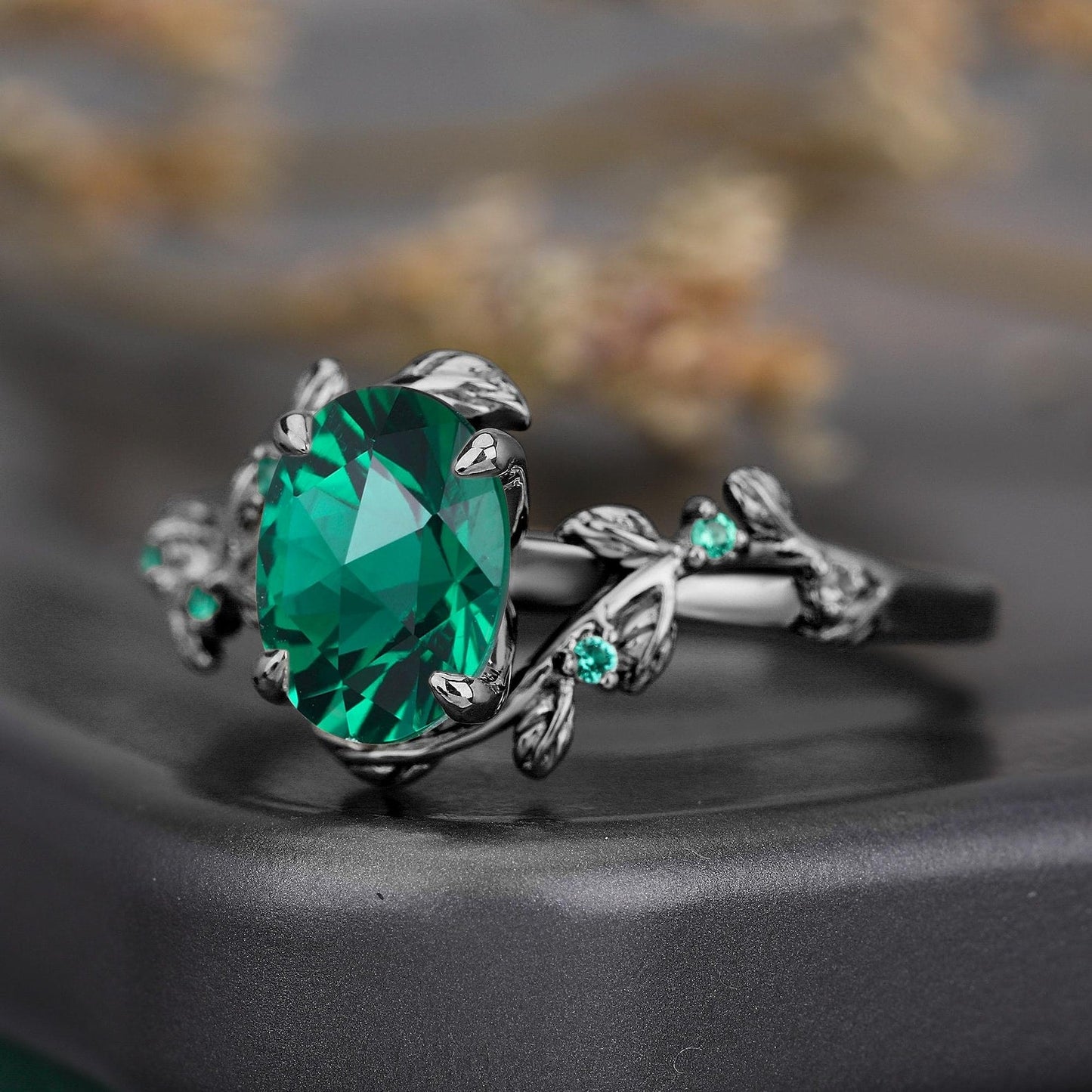 Art Deco Natur inspirierter Blatt Ehering