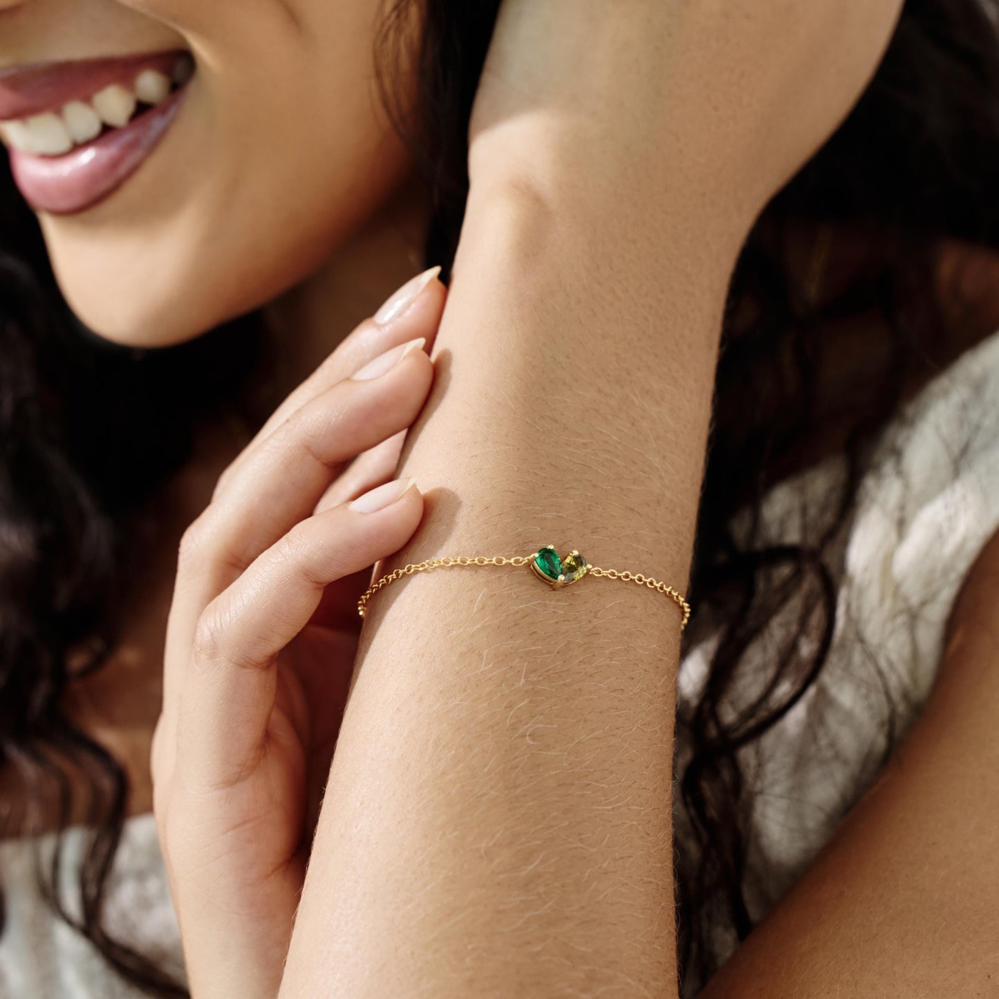Personalisiertes Herz-Geburtsstein-Armband