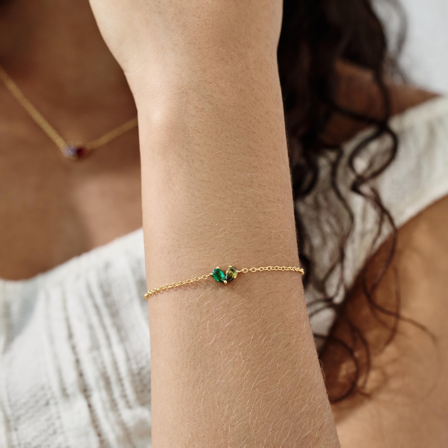Personalisiertes Herz-Geburtsstein-Armband