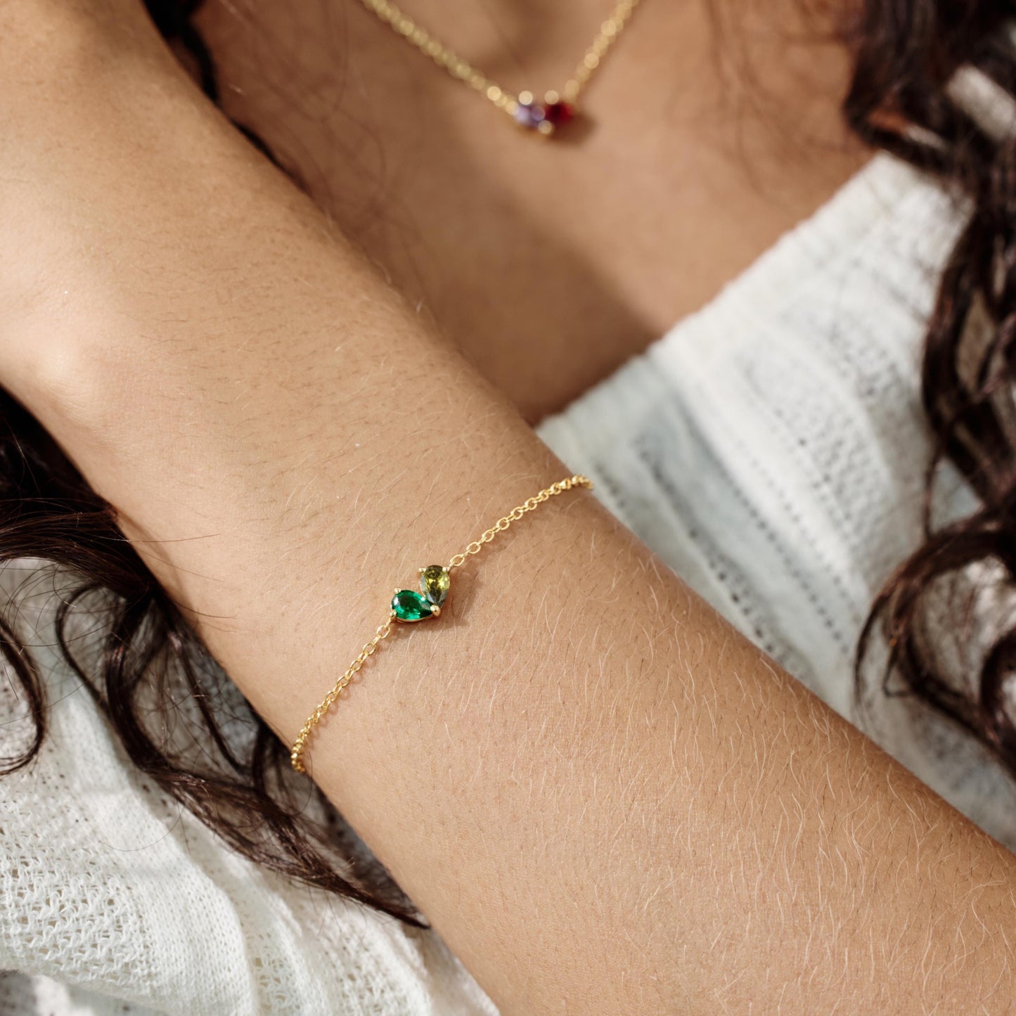 Personalisiertes Herz-Geburtsstein-Armband