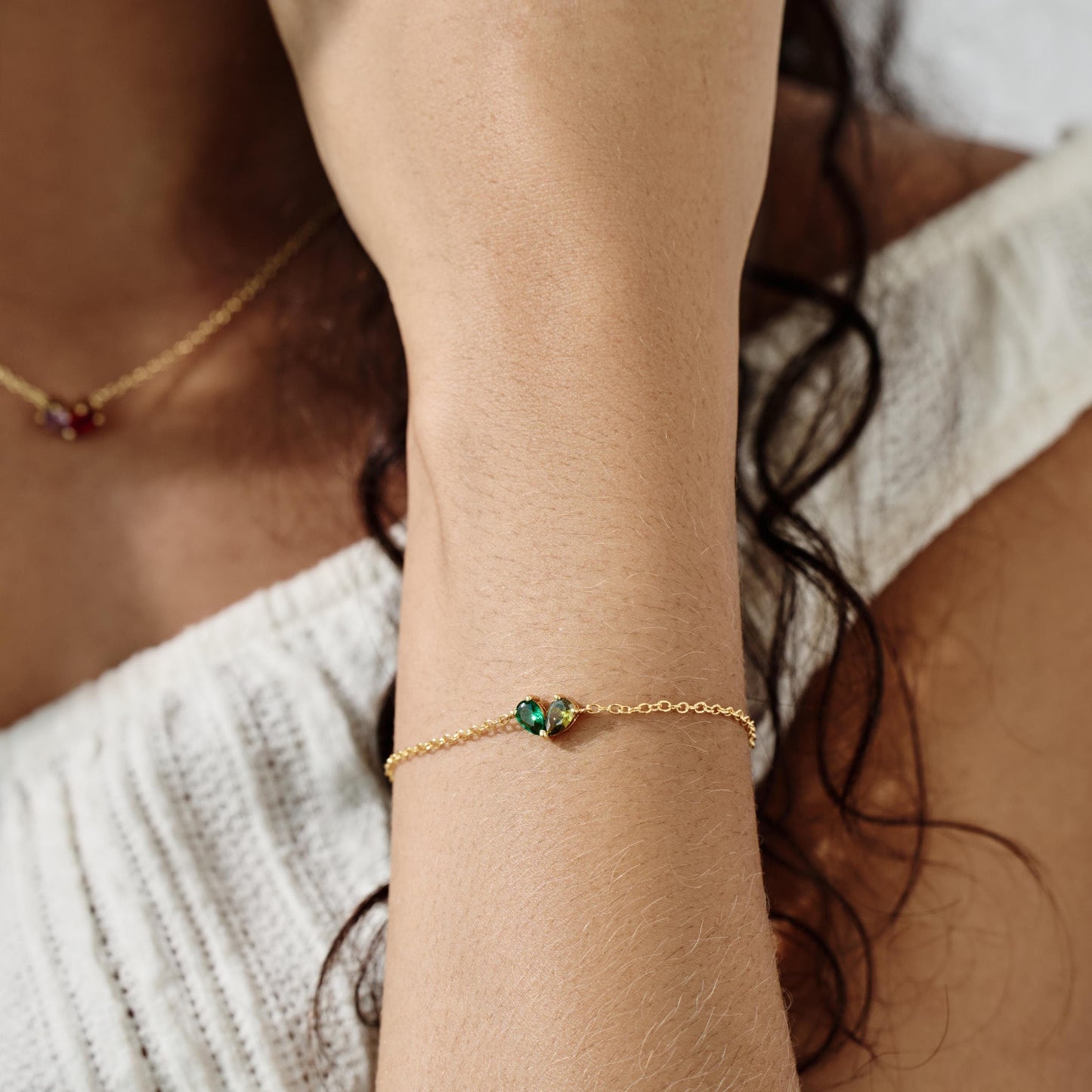 Personalisiertes Herz-Geburtsstein-Armband